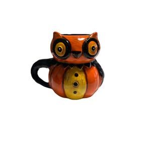 Transpac Pumpkin Peep Owl Mug Vintage Look Halloween